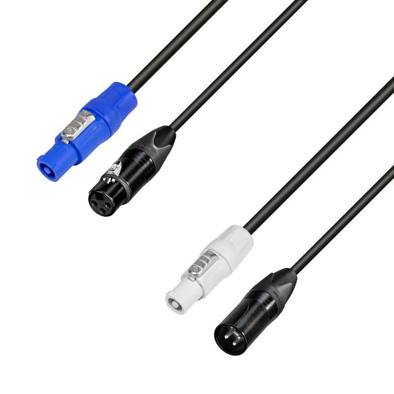 Adam Hall Cables 8101 PSDT 0300 N - Power & DMX Cable PowerCon In & XLR female to PowerCon Out & XLR male 3 m